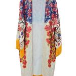 Etro Floral Kimono with Fringe Red Size undefined Photo 1