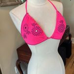 Xhilaration Neon Pink Purple Embroidered Bohemian Bikini Top Photo 2