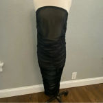 Good American  Sheer‎ Ruched Tube Maxi Dress Size 4 Strapless EUC Photo 1