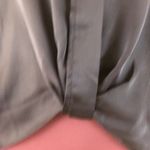 Halston Heritage faux tuck silky mixed media top long sleeves V-neck band collar Photo 2