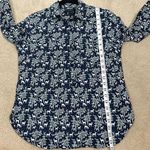 J.Crew Popover Blouse Deer Winter Blue White Longsleeve Top Women Size 2 Photo 0