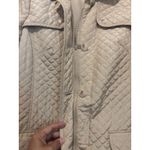 Talbots Talbot’s Woman Beige Quilted Winter Zip Snap Coat Size Medium Chore Barn Jacket Photo 4
