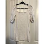 Betsey Johnson Womens White Textured Dress With Lace Puff Sleeves Size L Photo 6