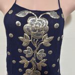 Ark & Co. gold sequined floral dark navy blue dress woman size SMALL Photo 2
