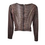 Bebe Vintage Y2K  Metallic Snakeskin Print Top Long Sleeve Cropped Bronze S Photo 1