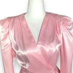 Vintage All That Jazz Pink Satin Peplum Blouse V Neck 80s Glam Blazer Hourglass Size XS Photo 3