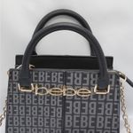 Bebe Women Black Logo Crossbody Satchel Handbag Purse Gold Chain Small Tote NWOT Photo 2