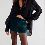 Free People NWT  Deep Teal Velvet Mini Skirt SZ 10 Photo 0
