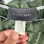 Hudson Gray Blouse Small Green Eyelet Ruffle Cuff Romantic Modest Cottage Fairy Photo 1