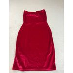 Pretty Little Thing PRETTY LITTLE‎ THING Red Velvet Strapless Tube Dress High Slit Mini Size 2 Photo 5
