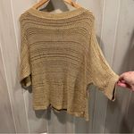 Chico's Cute Chico’s chunky golden flax open weave batwing sweater 3/4 sleeve metallic Photo 5