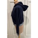 Adidas Three Stripe Life Hoodie Navy Cropped Sweatshirt Pullover Preppy Sporty Photo 5