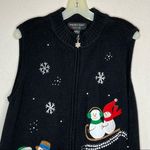Vintage Hampshire‎ Studio Christmas Sweater Vest Black Size XL Photo 1