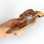 Tory Burch Tan Miller Sandals – Leather Logo Flats Photo 2