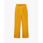 ZARA Linen Menswear Style Baggy Wide Leg Mustard Yellow Trouser Pant Photo 2