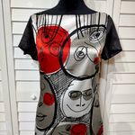 ZARA  Basic Dress Picasso Shift Size Small red silver Photo 3