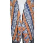 INC International Concepts Gray and Orange Aztec Vest with Fringe Size Medium Photo 0