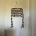 Princess Polly Princes Polly 100% cotton crochet tan striped cropped sweater size 4 Photo 6