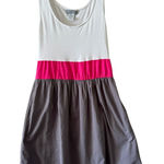 VTG dELiA*s Y2K Tank Dress Womens S White Pink Gray Sleeveless 90s Retro Skater Photo 0