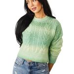 Love Tree  Pistachio Ombre Oversized‎ Cropped Cable Knit Sweater Juniors Large Photo 0