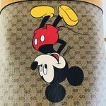 Gucci x DISNEY Mickey Mouse Print Canvas Leather Bucket Shoulder Bag Photo 2