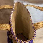 Vintage 1960s or 1970s Straw and Raffia Handbag or Small Tote Floral Beachy Photo 14