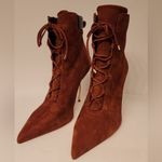  Shoes Good American Brown Suede Booties Lace Up Stiletto Size 8.5 Photo 5