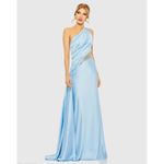 Mac Duggal One Shoulder Charmeuse Gown With Beaded Cutout in Powder Blue US 0 Photo 10