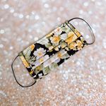 Luxury Black Yellow Gold Metallic Floral Premium Cotton Face Mask Photo 3