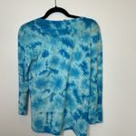 Reba Vintage  Tie Dye Long Sleeve Shirt Rhinestone Cross‎ Blue White Size S Photo 3