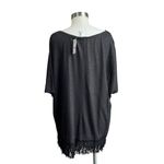 White House | Black Market Black & Gold Fringe Boho V Neck Blouse NWT Sz L/XL Photo 2
