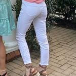 Versona White Flowered Jeans Photo 3
