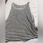 Eileen Fisher NEW  White Black Fine Linen Crepe Stripe Knit Long‎ Tank Top Small Photo 4