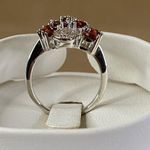 Garnet Grape Cluster Ring Silver Cocktail Ring Genuine Women's 3.71CTW Sz 8 New Red Photo 3