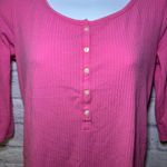 Hollister  Y2k Medium Pink Henley Stretch ButtonUp Top layering preppy Photo 2