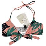 PATBO‎ Tropical Floral Triangle Black Salmon Bikini Top Size 4 NWT Green Photo 1