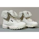 FILA Gardenia White Disruptor Shearling Fur Winter Ankle Boots Booties Sneakers Shoes Size 9 🤍 Photo 3