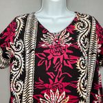 Indonesian Batik Blouse Women Top Pink Short Sleeve Medium Boxy Floral Boho Photo 2