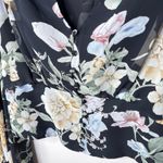 ASTR The Label Long Sleeve Cropped Deep V-Neck Floral Sheer Top Medium Cottage Photo 1