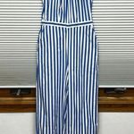 J. Crew Factory Blue and White Striped Cropped Halter Jumpsuit Size 0 Photo 1