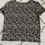 American Eagle Outfitters cheetah print lettuce trim ribbed short sleeve top Photo 7