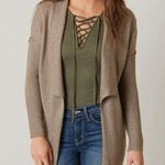 Daytrip Brown Knit Flyaway Open Front Long Cardigan Sweater S Photo 0