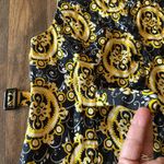 Carole Little  Top Button Up 100% Linen Sleeveless Black & Yellow Artsy Sz Medium Photo 2