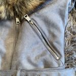 EUC Bellivera grey faux suede leather jacket with removable collar size large Gray Photo 4