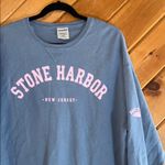 Comfort Wash Blue & pink Stone Harbor New Jersey oversized crewneck sweatshirt Photo 1
