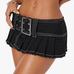 Floerns Women's Y2k Pleated Skirt Belt Low Waist Raw Hem
Hippie Mini Denim Skirt Black Size XS Photo 0