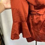 Pretty Little Thing New  Rust Satin Cowl Cold Shoulder Shift Dress Mini Size 4 Photo 4