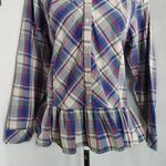 Kensie Jeans Plaid Semi Ruffle Button Shirt Top Photo 2