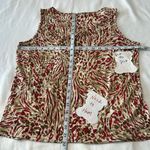 Calvin Klein  size M multi colored red/tan/white/brown pleated front tank top EUC Photo 7