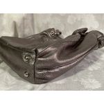 B Makowsky  Handbag Purse Silver Leather Zippers Shoulder Bag Photo 4